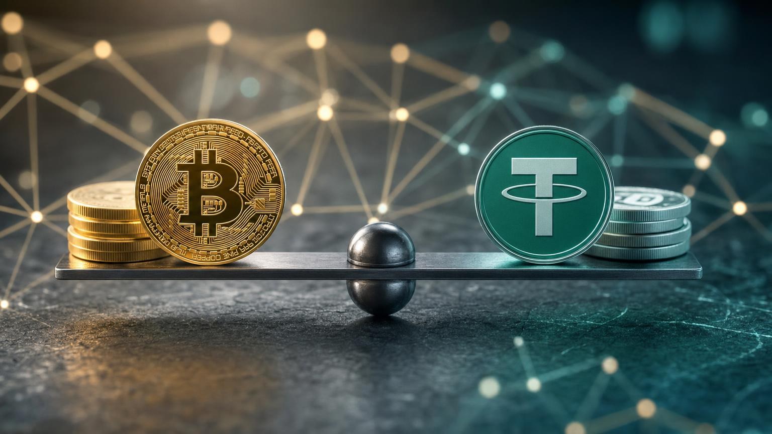 Begriffskarte zur Berechnung des effektiven BTC-USDT-Wechselkurses mit Liquidität, Spread, Gebühren und Netzwerkauswahl